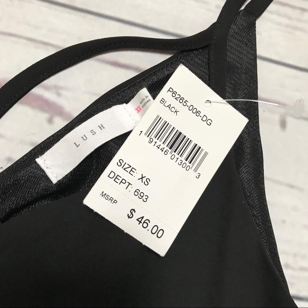 SOLD!   NEW Lush Black Romper, XS, w/ pockets! - Picture 4 of 7